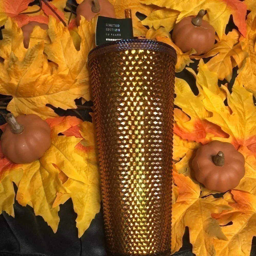 NWT STARBUCKS 50th ANNIVERSARY IRIDESCENT HONEYCOMB STUDDED TUMBLER 24OZ Defect